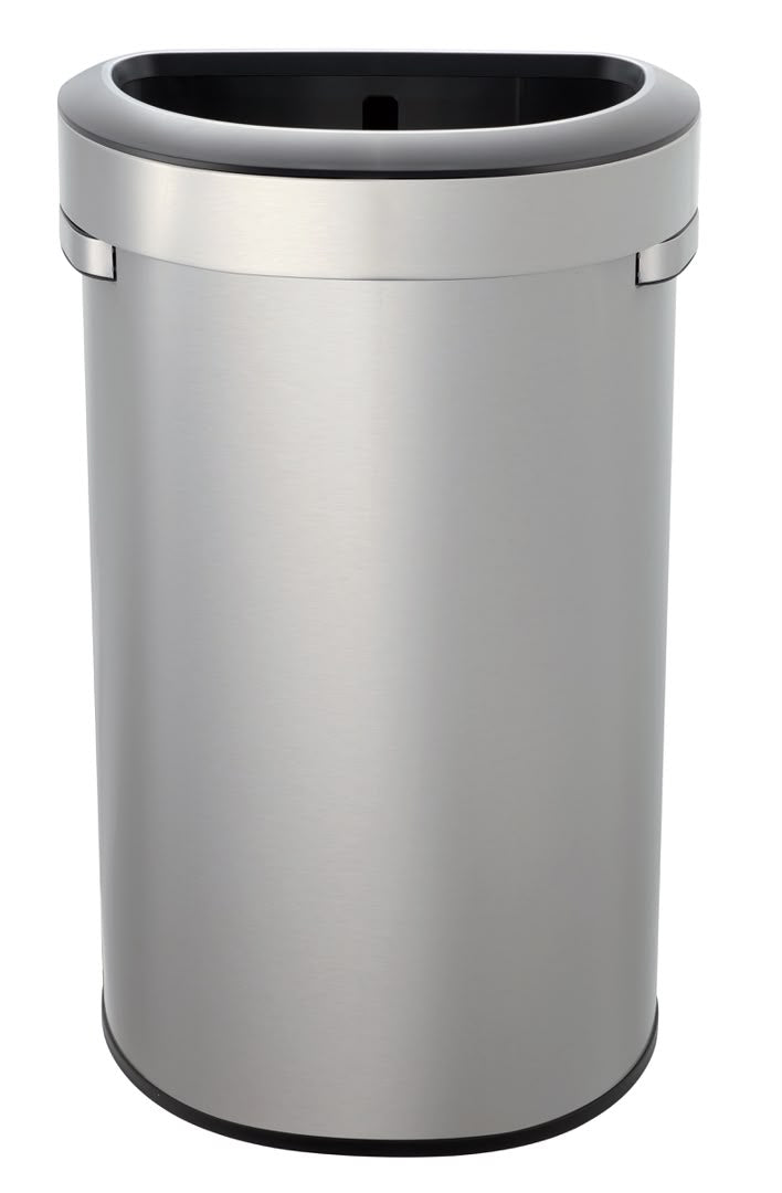 86L Stainless Steel D-Shape Touchless Open-Top Garbage Bin