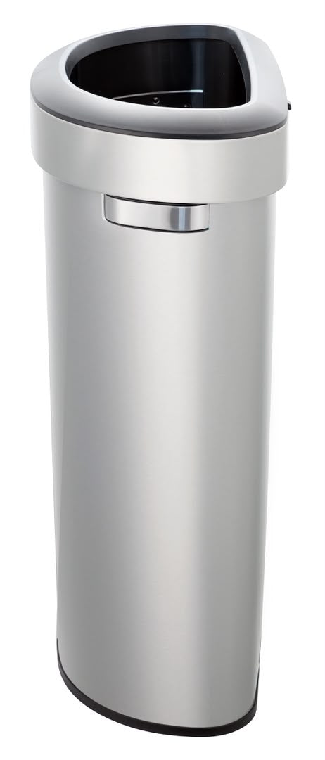 86L Stainless Steel D-Shape Touchless Open-Top Garbage Bin
